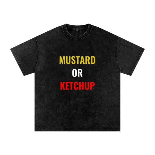 MUSTARD OR KETCHUP Snow Washed Oversized Cotton T-Shirt