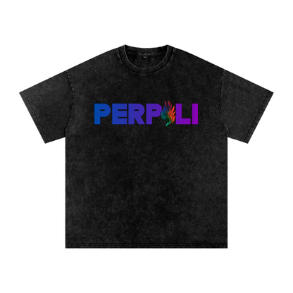 PERPOLI LOGO Snow Washed Oversized Cotton T-Shirt