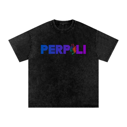 PERPOLI LOGO Snow Washed Oversized Cotton T-Shirt